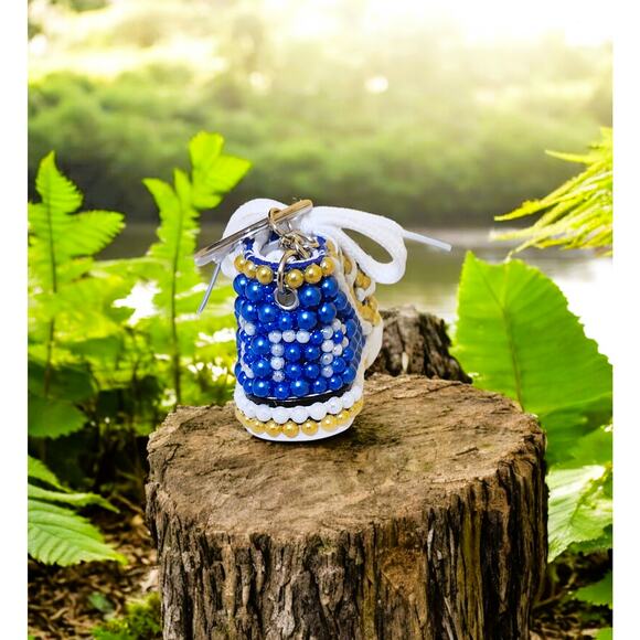 Sigma Gamma Rho Keychain Blue Pearls Custom Made Shoe - Picture 2 of 4